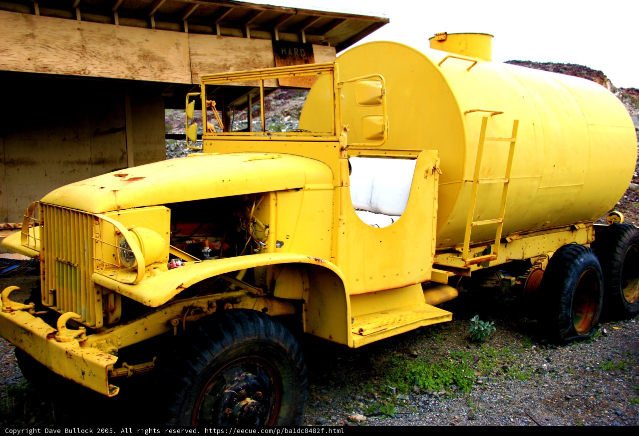 Yellow truck with large tank