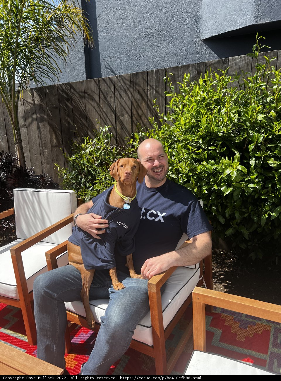 Man and Dog in the Backyard