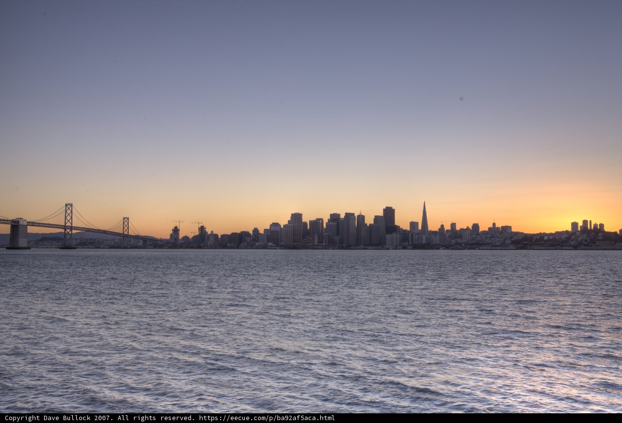 Sunset over the City and Bay Bridge