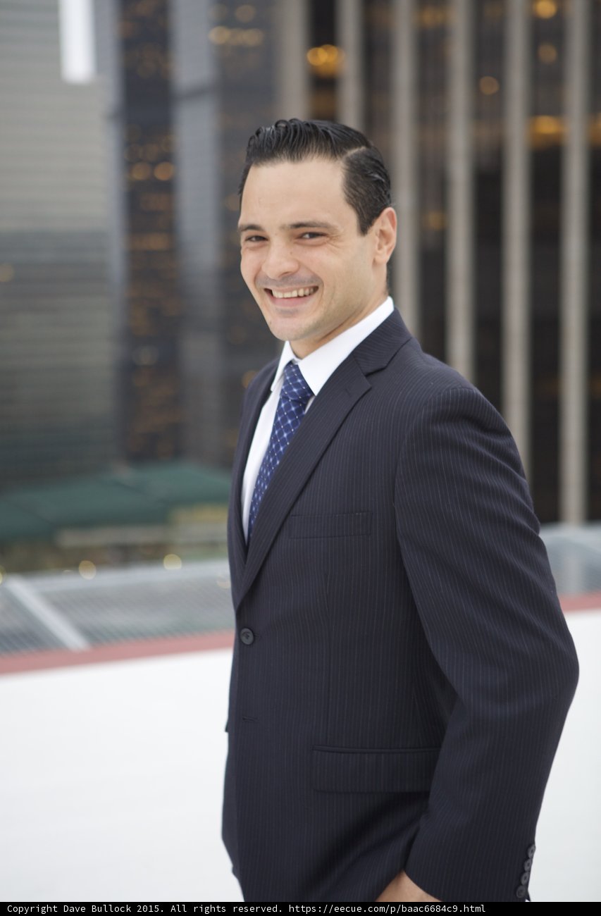 A Suited Man Amidst the LA Skyline