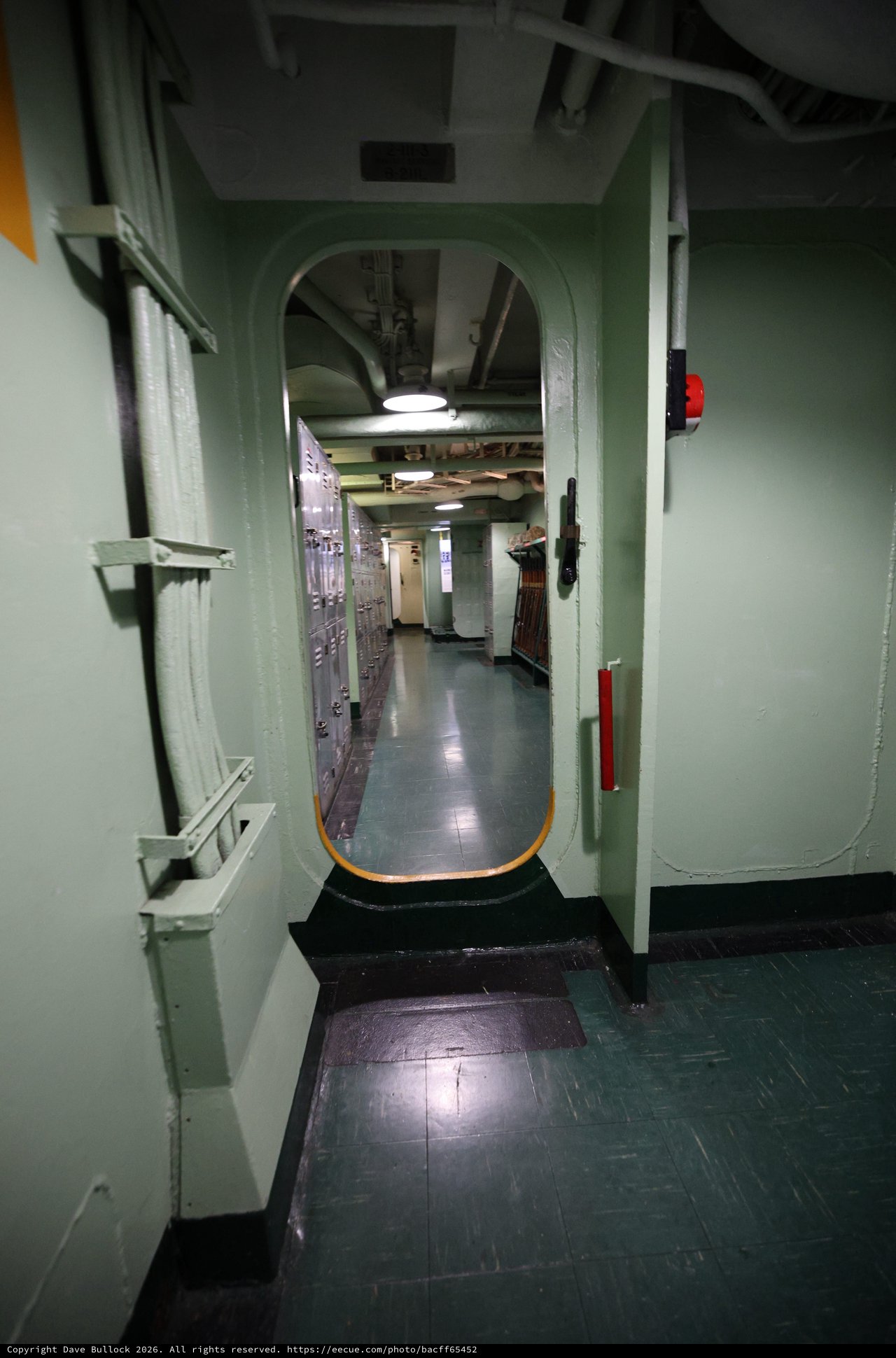 Naval Vessel Interior Corridor with Watertight Door