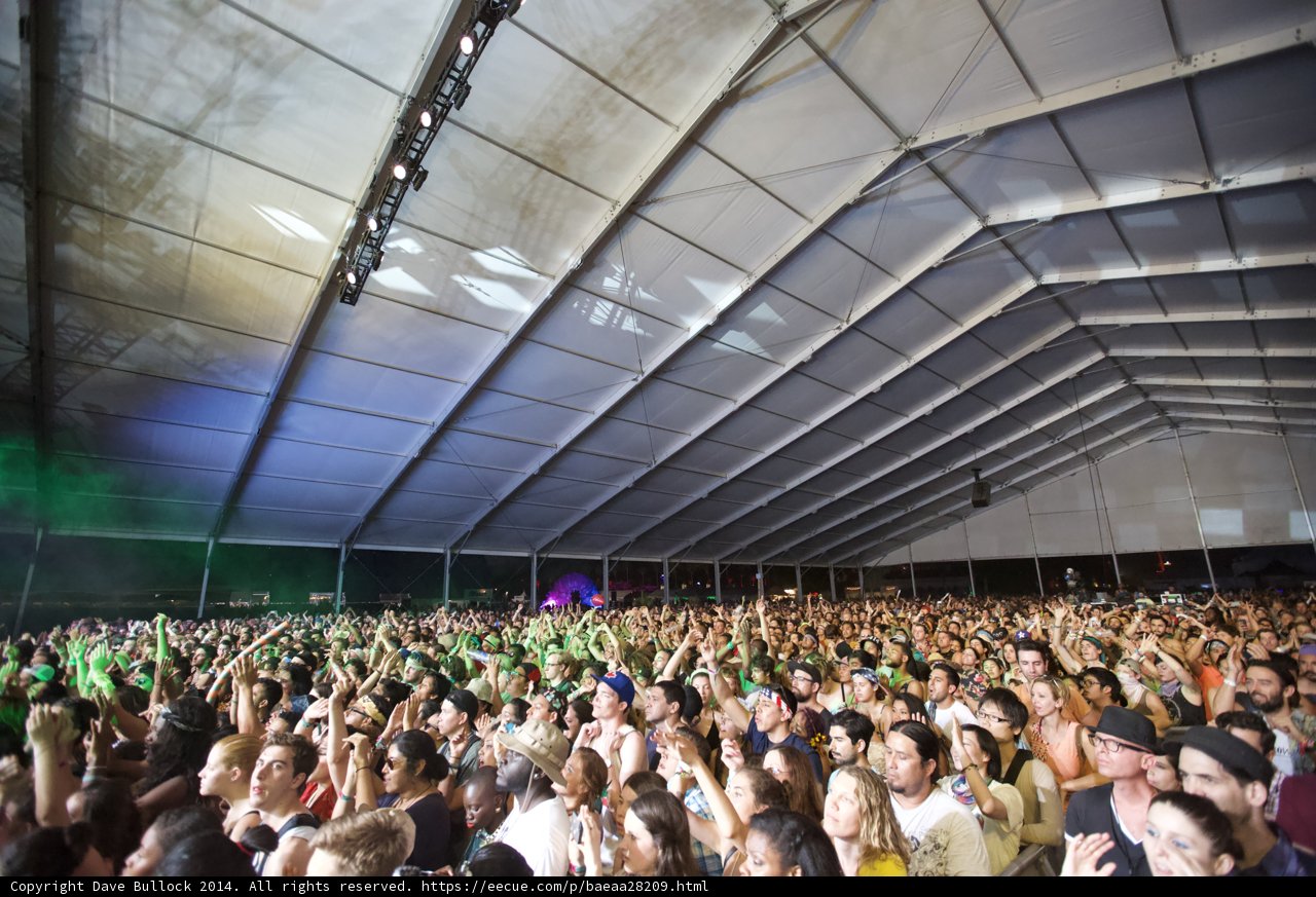 Green-Lit Crowd at Coachella Concert