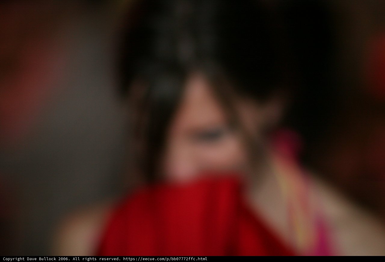 Blurry Lady in Red Velvet Gown