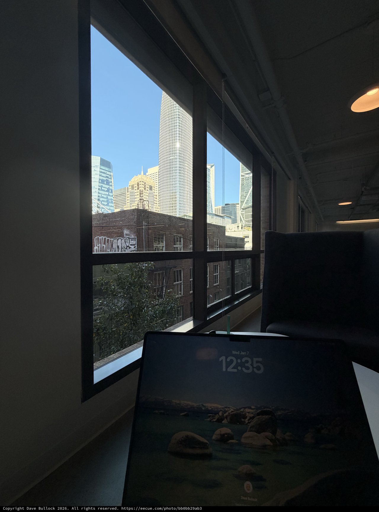 Urban Office View with Downtown Skyline at Dusk