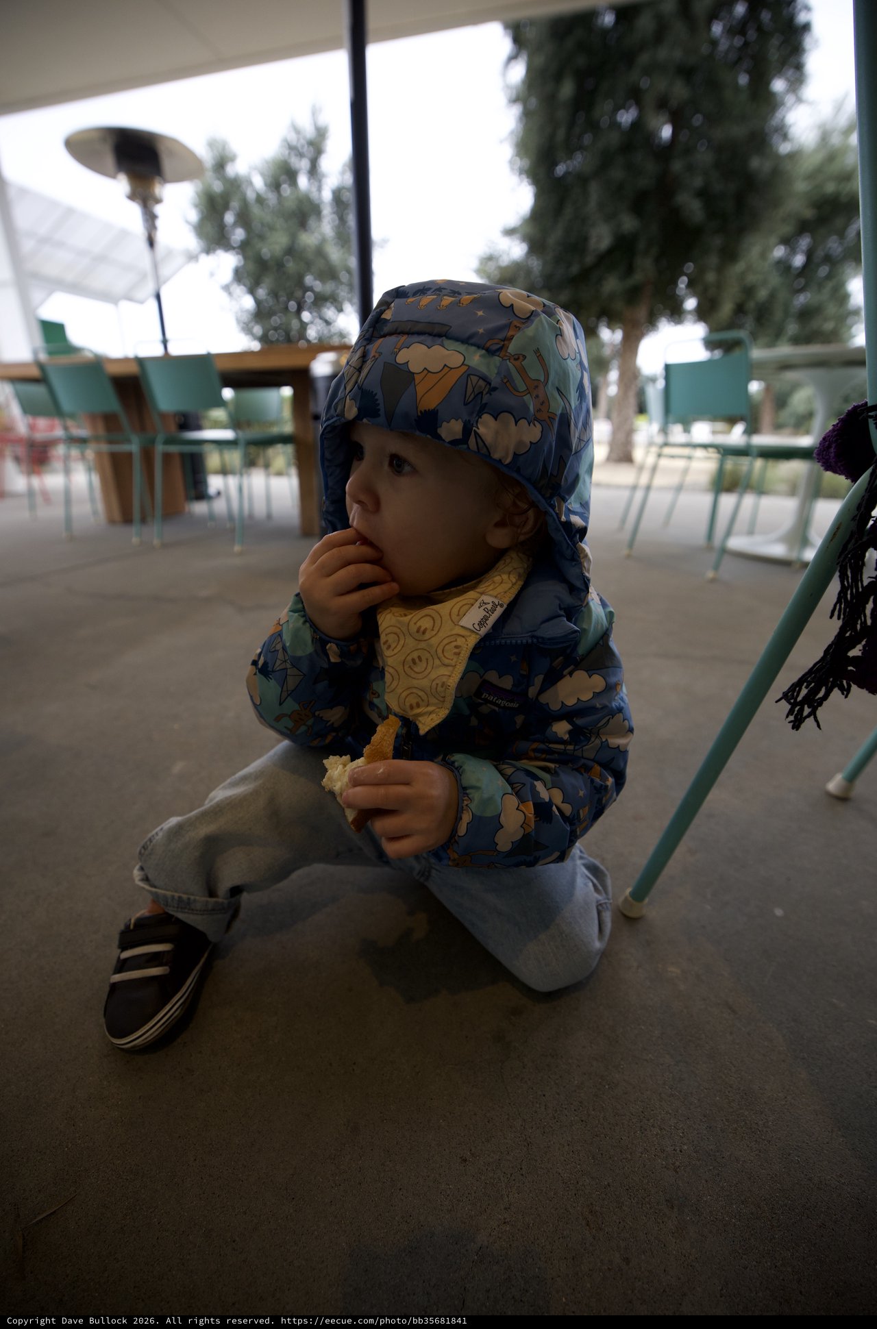 Toddler Enjoying Snack at Outdoor Cafe