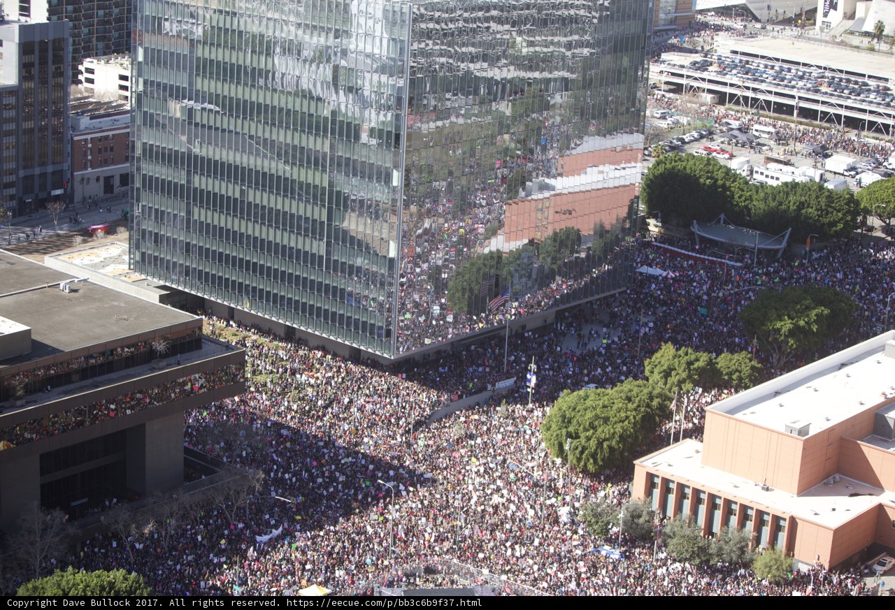 Massive Crowd Gathers in Urban Metropolis