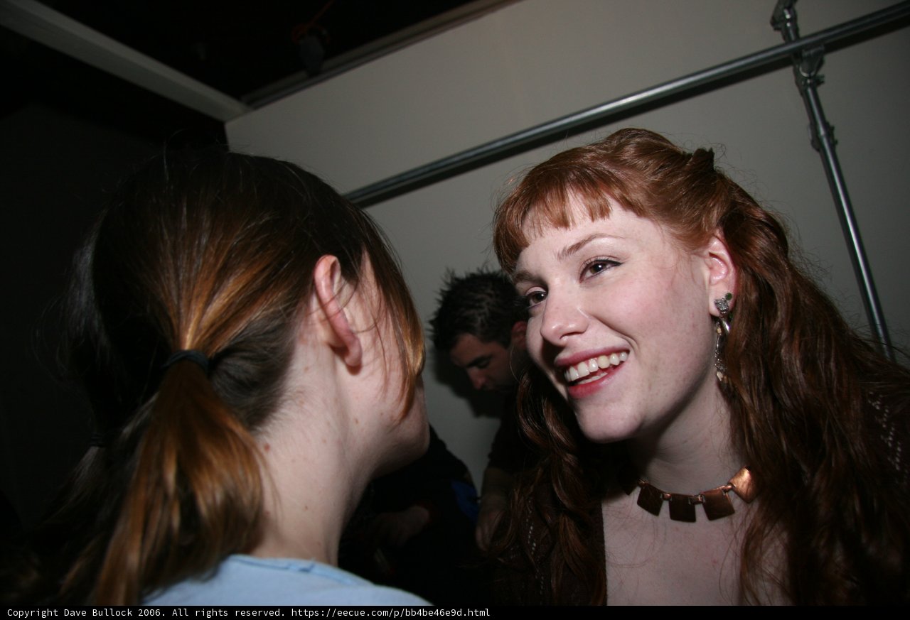 Redhead chats with friend
