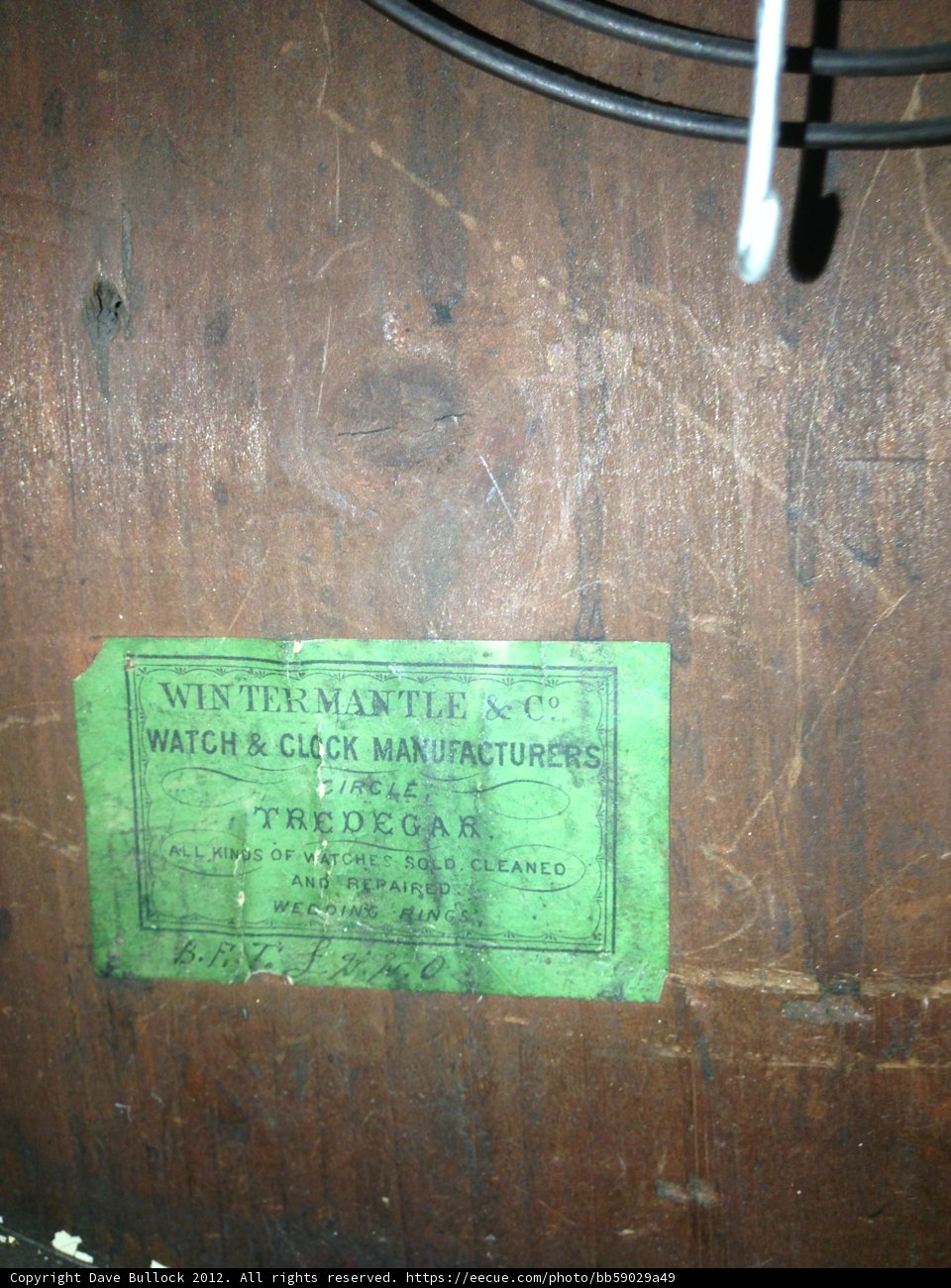 Text on a Green and White Wooden Label