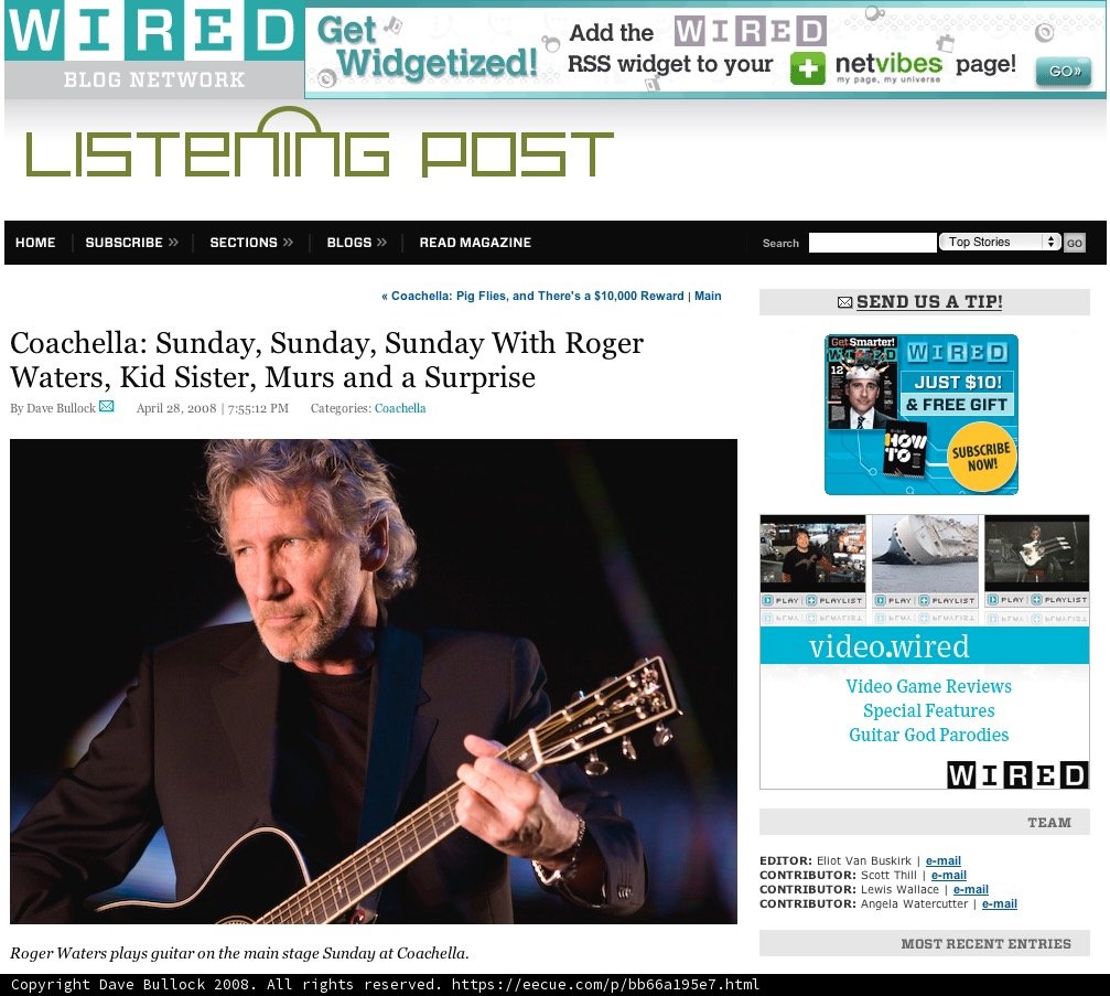 Roger Waters Rocks Wired