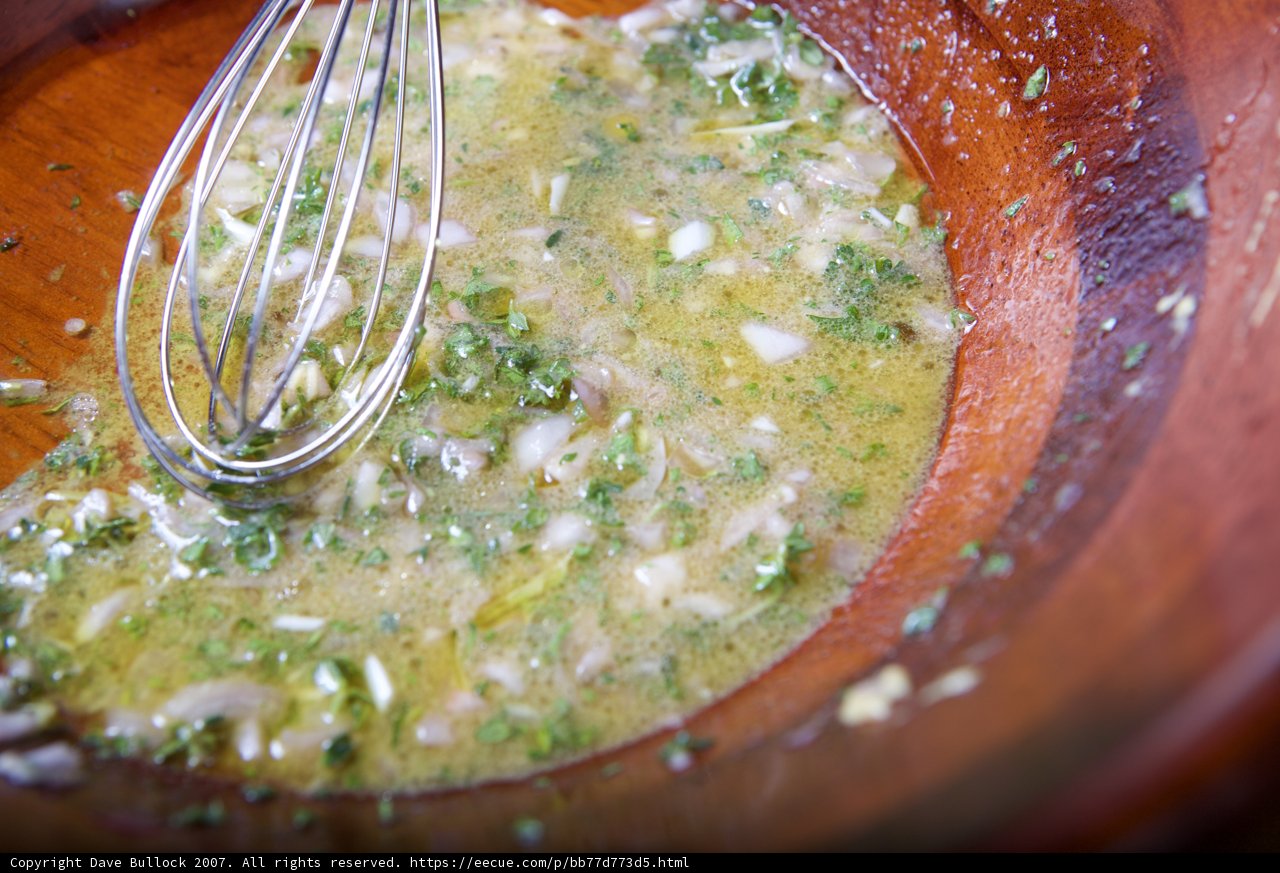Herb-infused meal prep in a wooden bowl