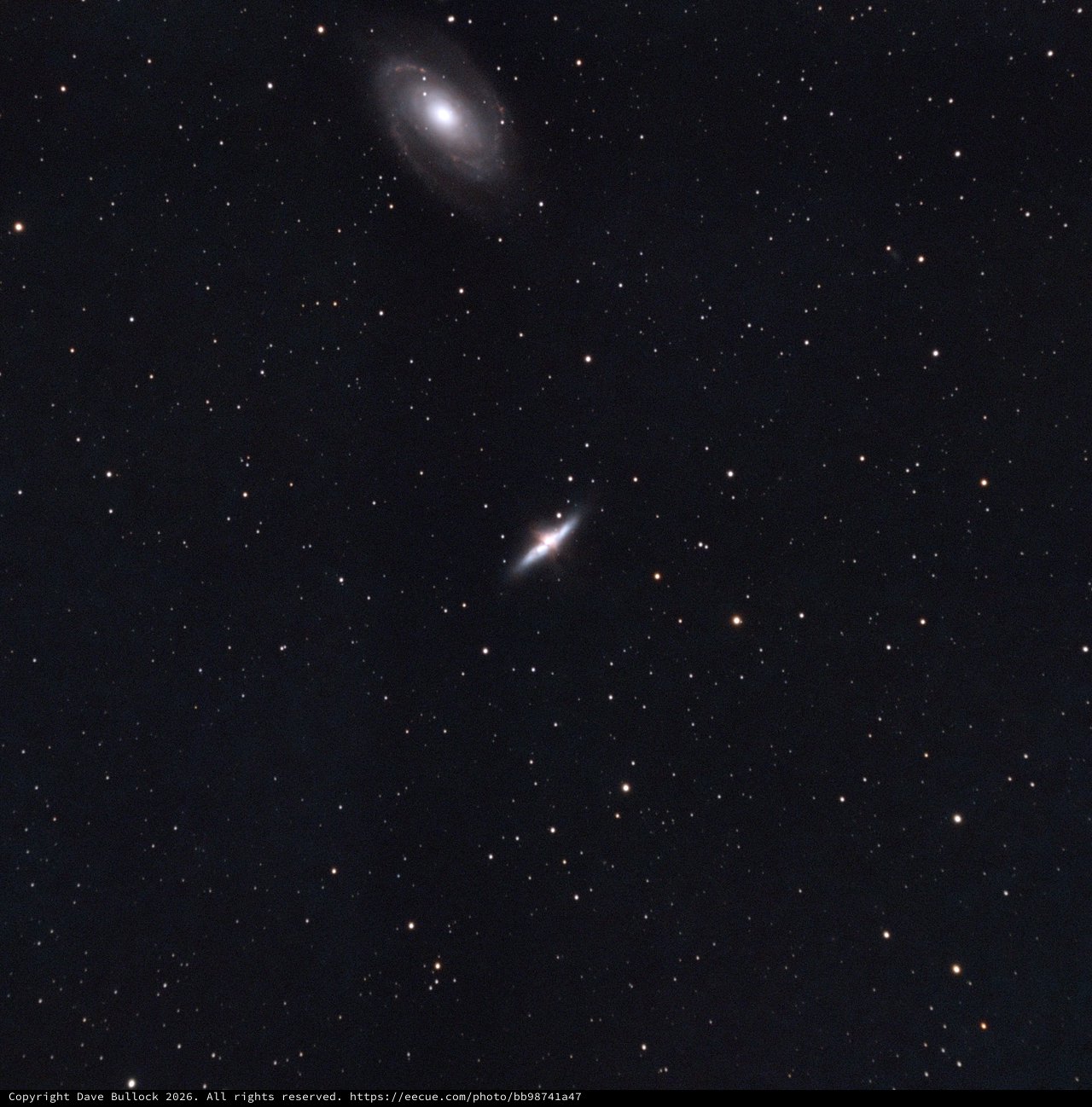 M82 and M81 Galaxies in SHO Narrowband Palette