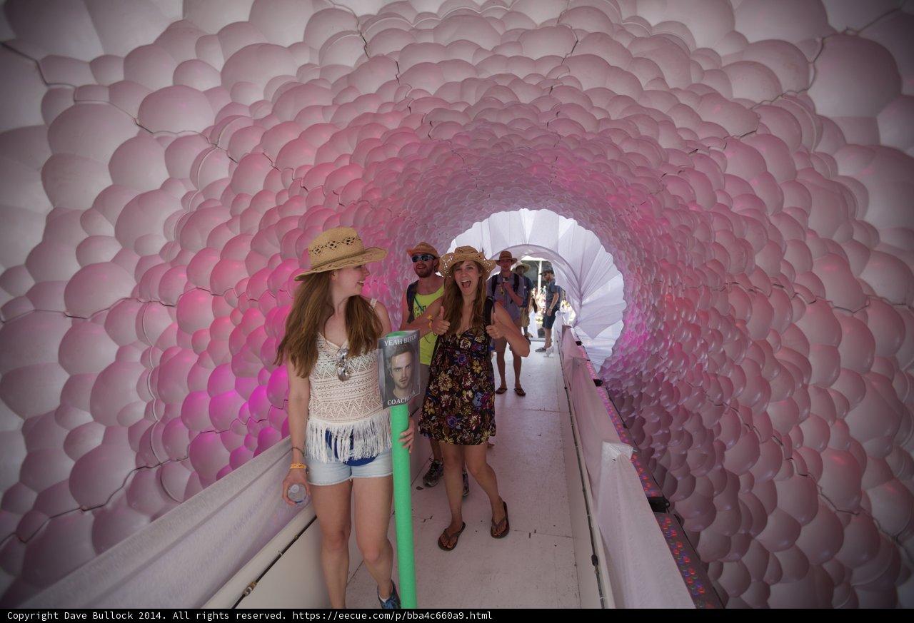 Aaron Paul Walks through Inflatable Tunnel at Coachella