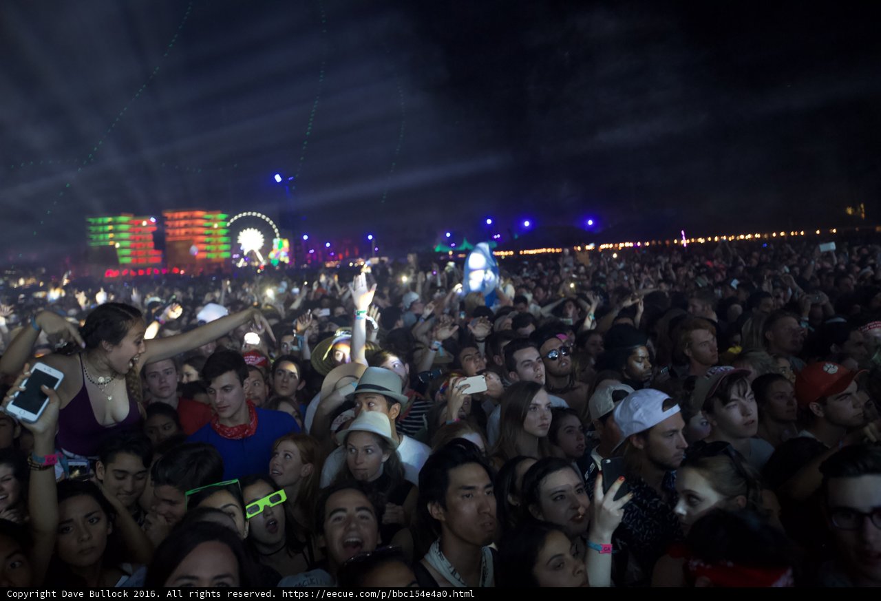 Nighttime Crowd at Coachella Music Festival
