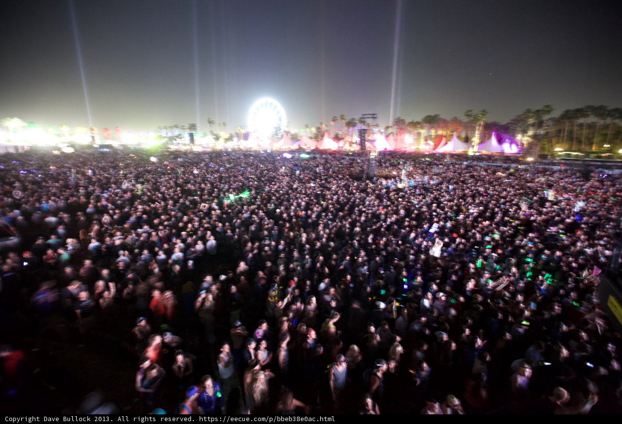 2013 Coachella Crowd Rocks under the Night Sky