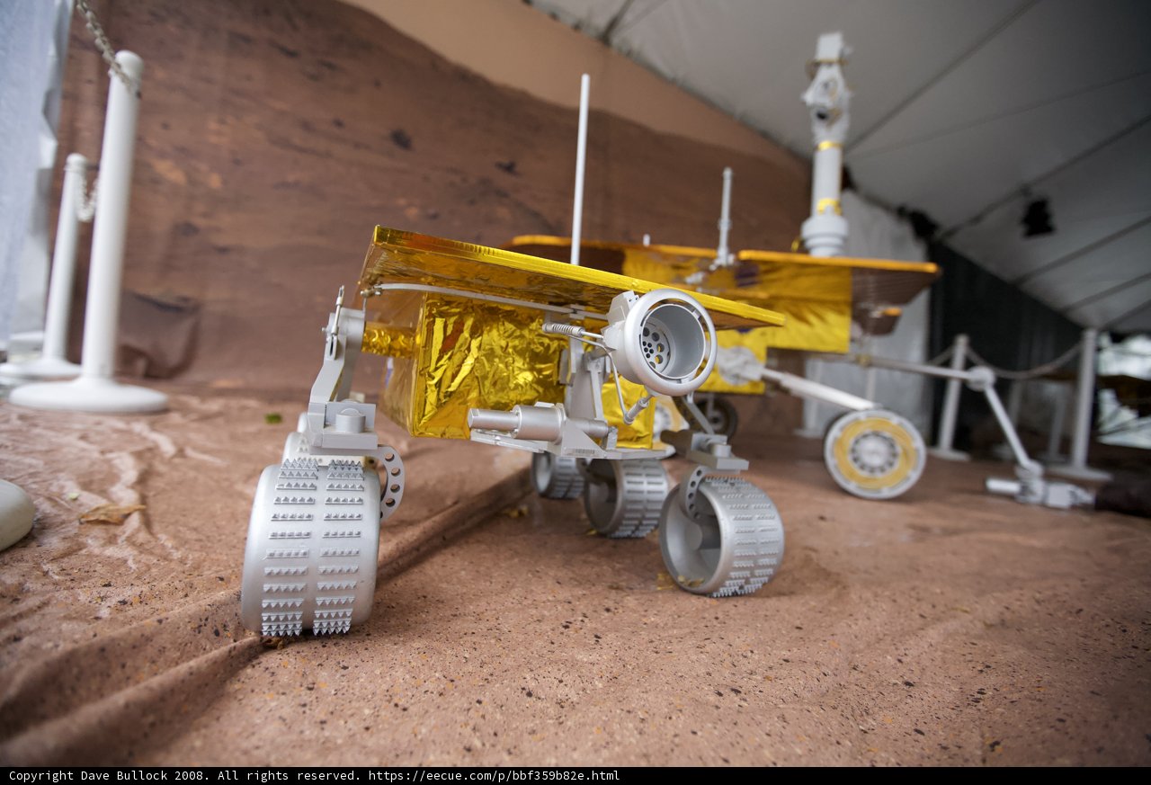Mars Rover Model on Martian Surface
