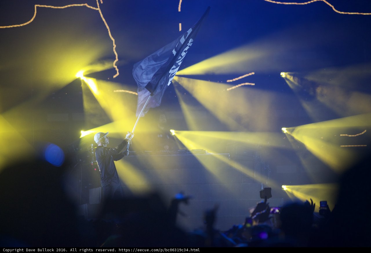 Flag bearer at Coachella rock concert