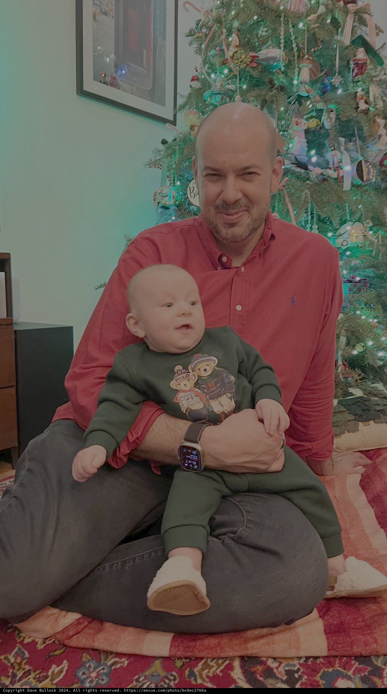Father and Baby's Christmas Morning Together