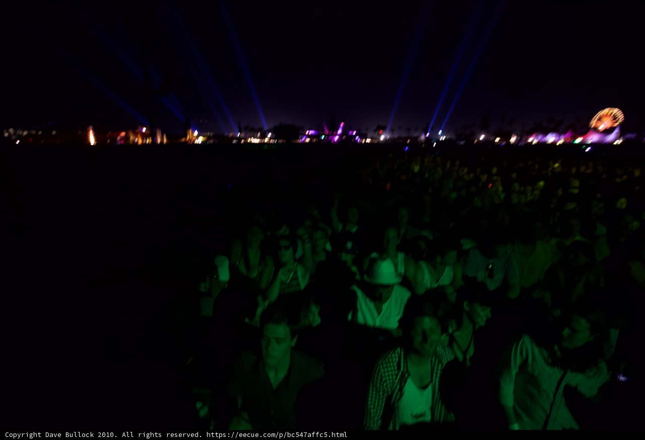 Green-Lit Crowd at Cochella Concert