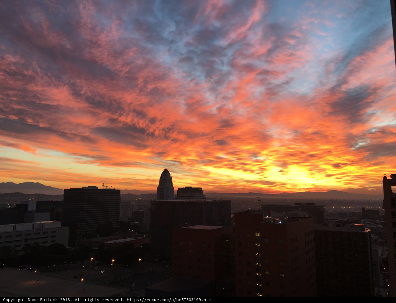 Vibrant Sunset over Los Angeles Skyline