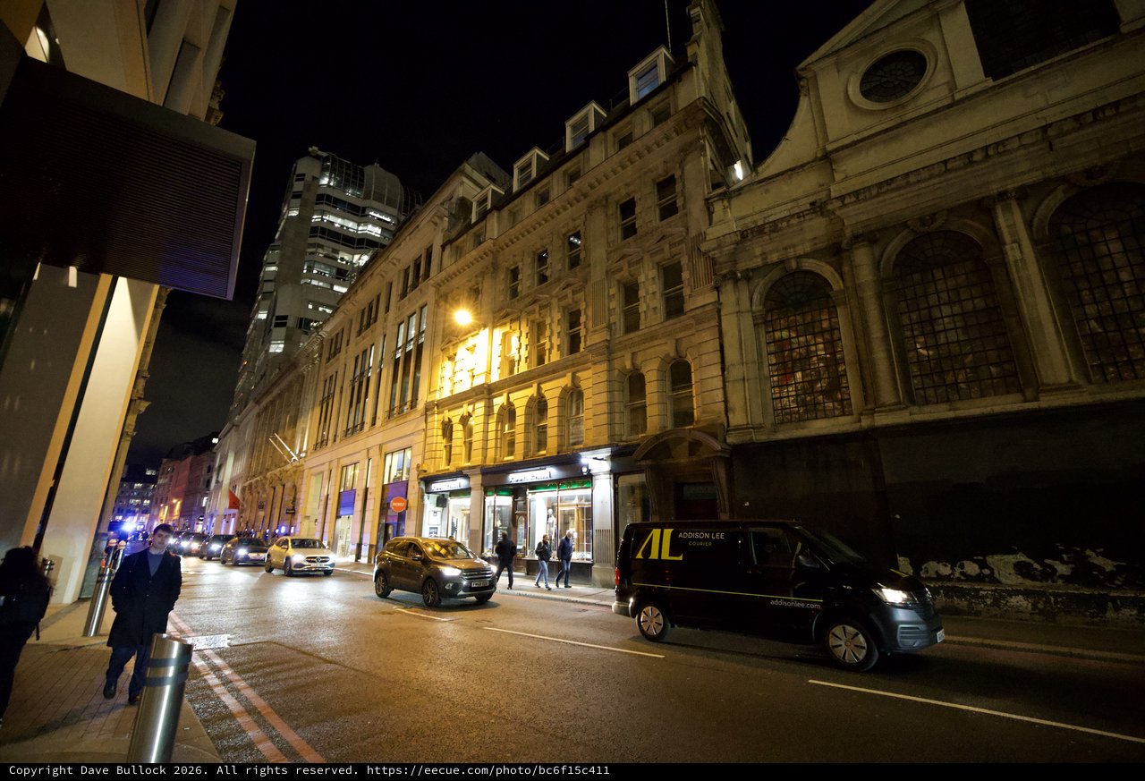 Historic London Street Scene at Night