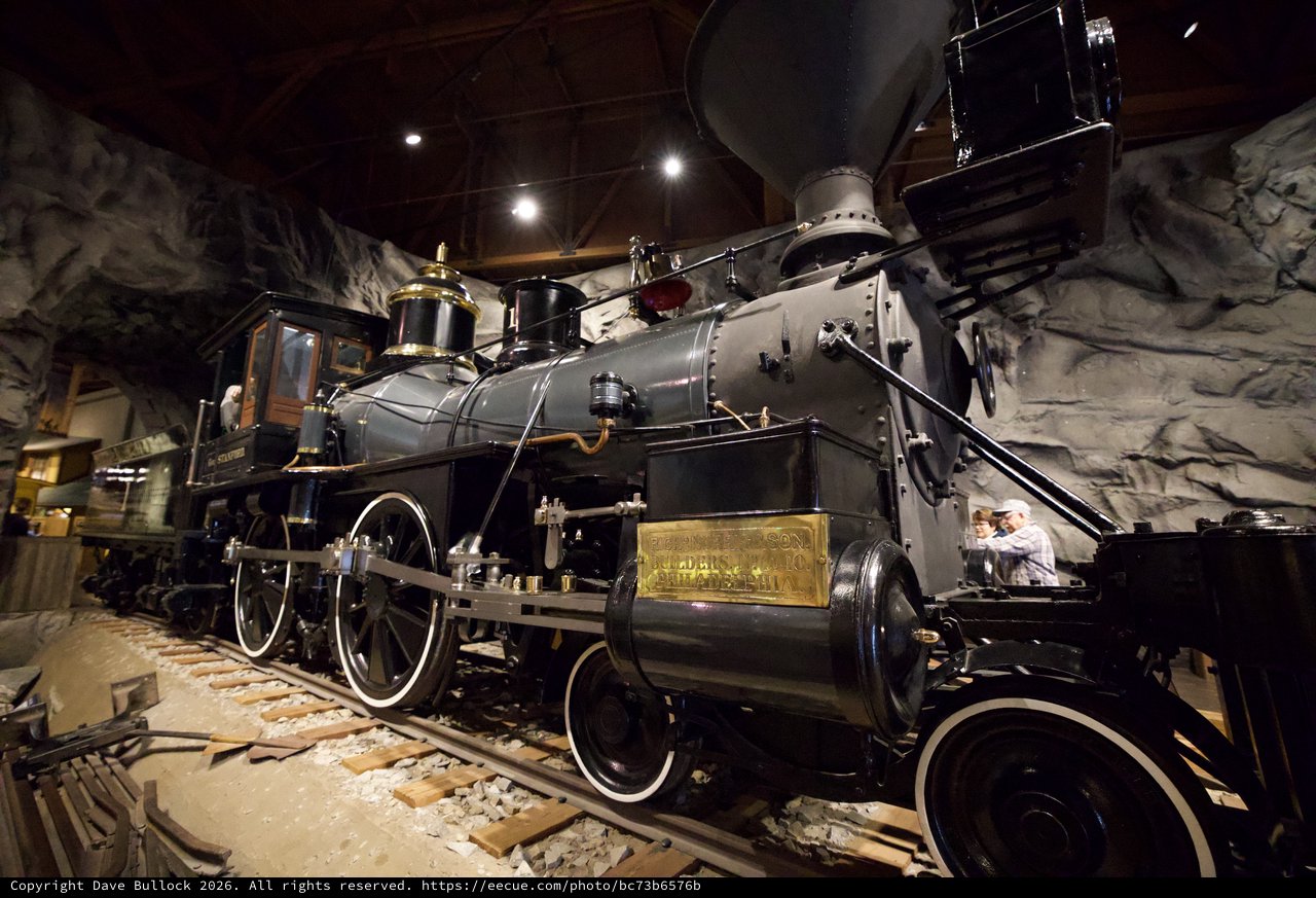 Historic Steam Locomotive on Display in Museum Setting