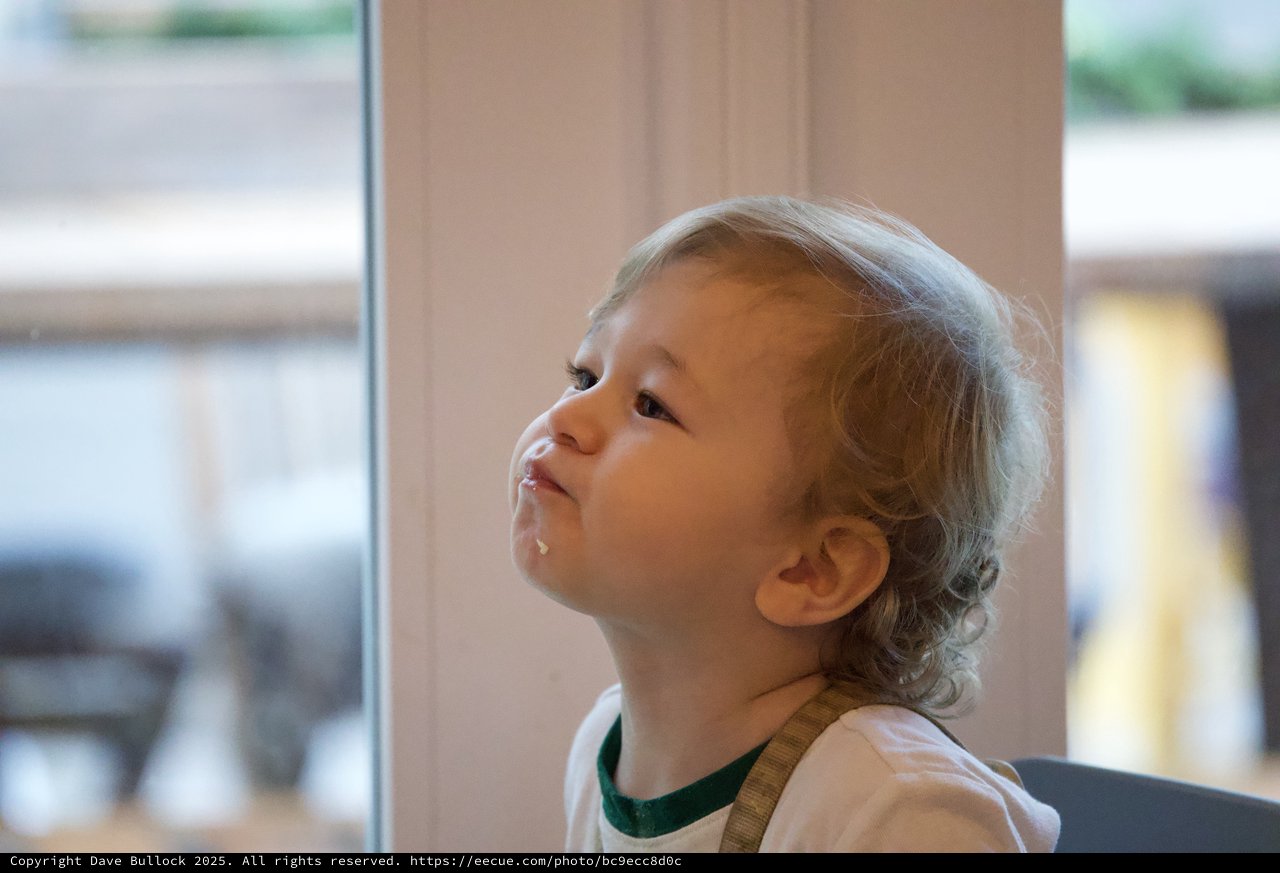 Young Child Looking Up with Wonder and Curiosity