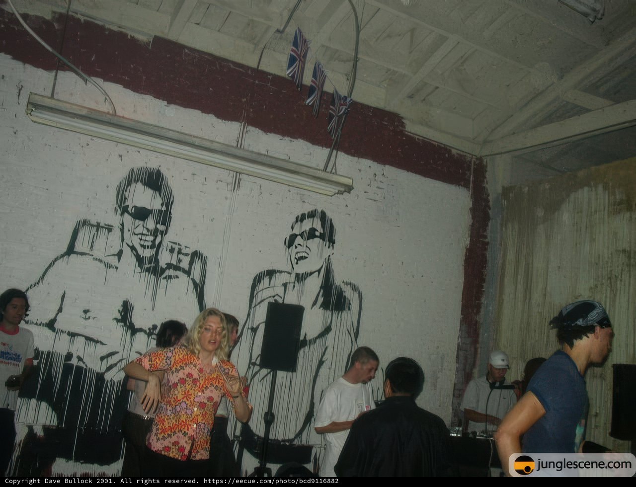 Art and Music Gathering in Front of Vibrant Mural