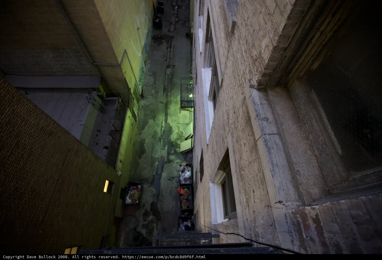 Green Glow in the Urban Alleyway
