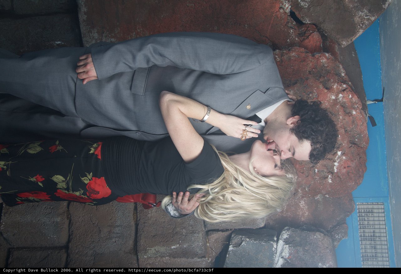 Passionate Kiss at Halloween Party Rocky Backdrop