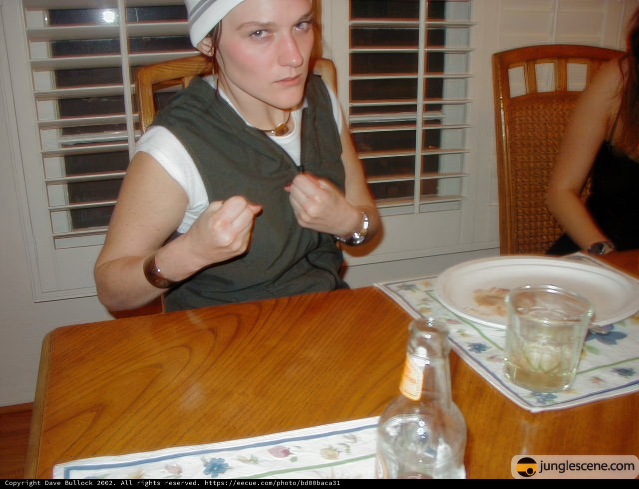 White Headband at the Dining Table
