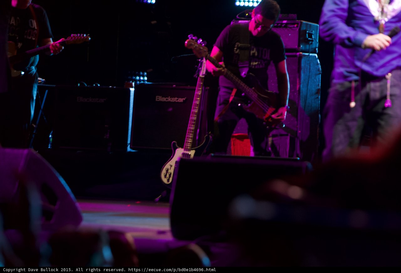 Bassist Capitol Tee Guitarist Capitol Tee Blackstar Amps White Guitar Morrissey Blue Shirt LED Panels Floor Monitors