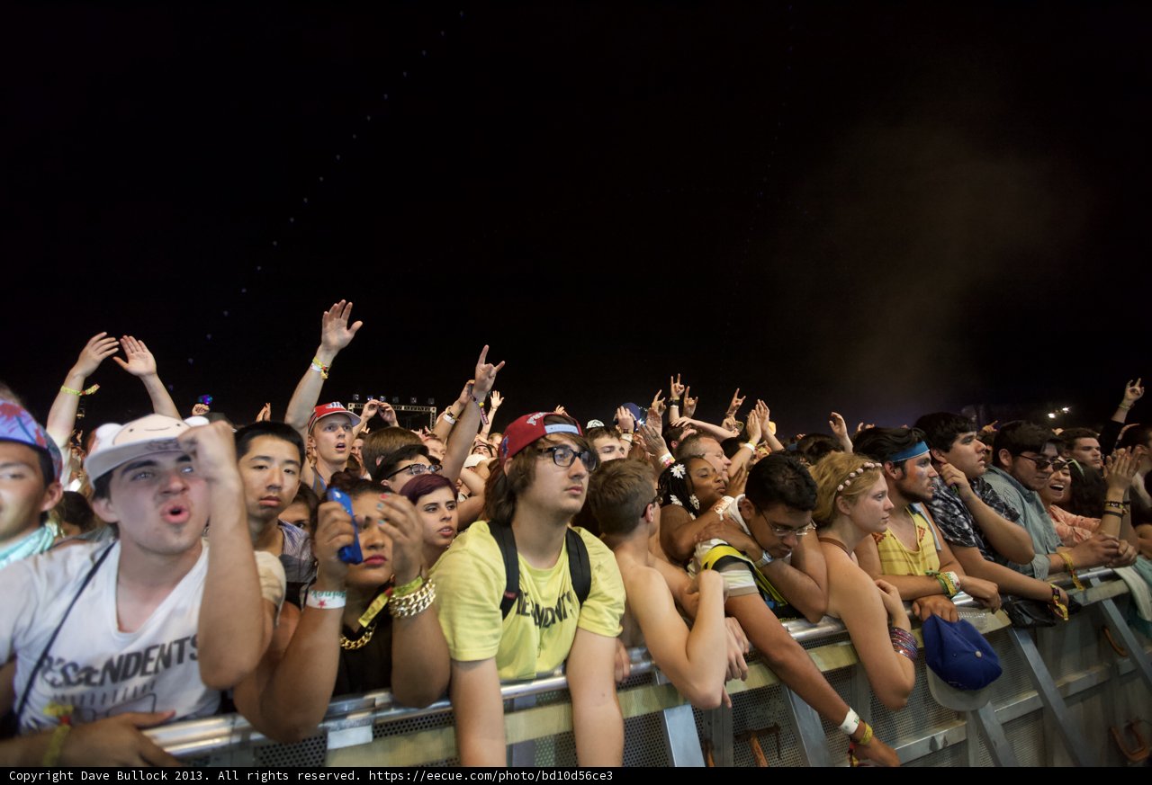 Hands Up in the Night Sky at Coachella