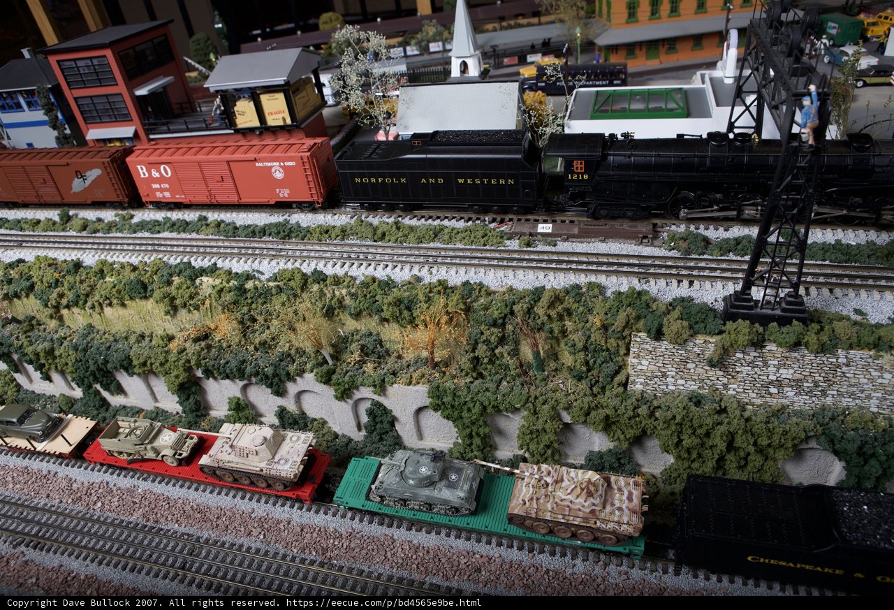 Military Toy Train Model in a Diorama