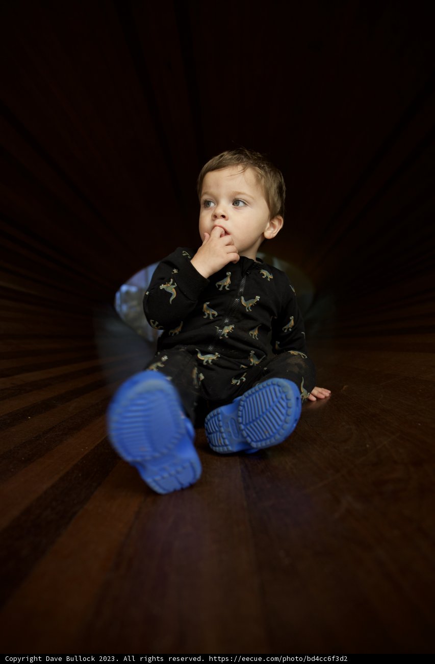 Exploring His World: Young Wesley's Wooden Tunnel Adventure
