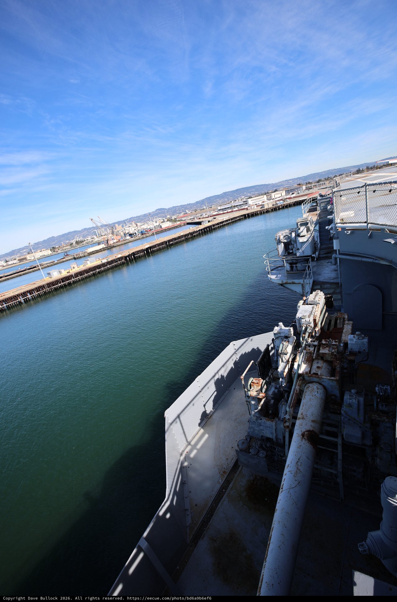 Naval Vessel Deck View at Port Waterway