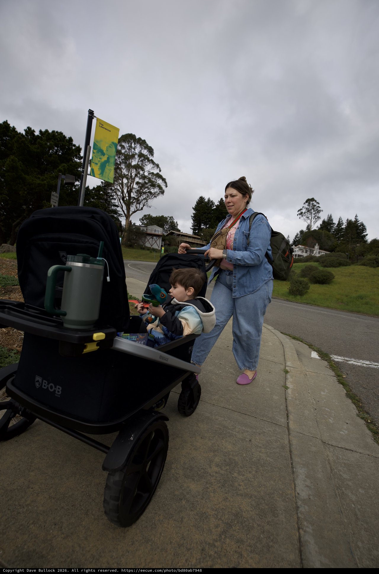 Mother and Child Strolling Through Suburban Park