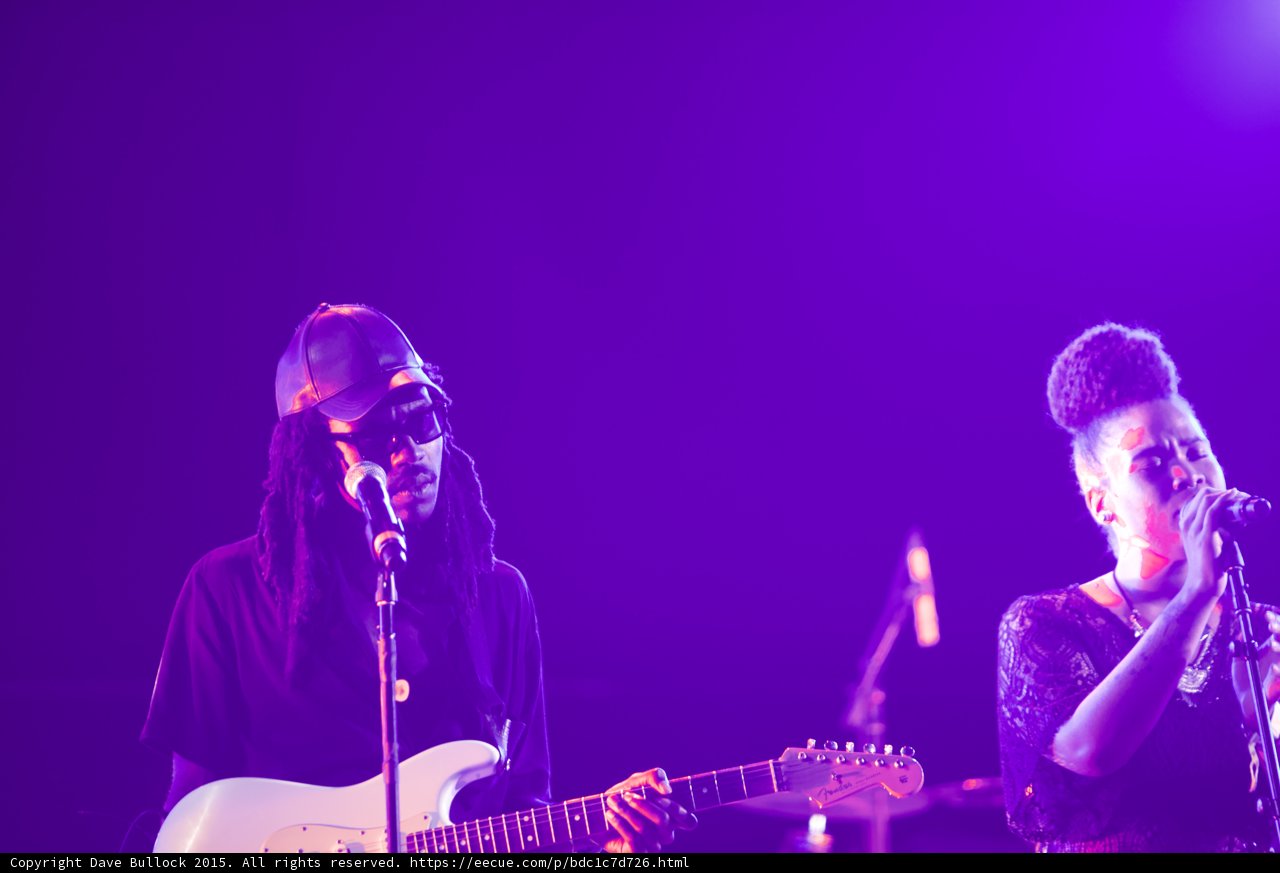 Solange Guitarist Dreadlocks White Stratocaster Backing Vocalist Updo Purple