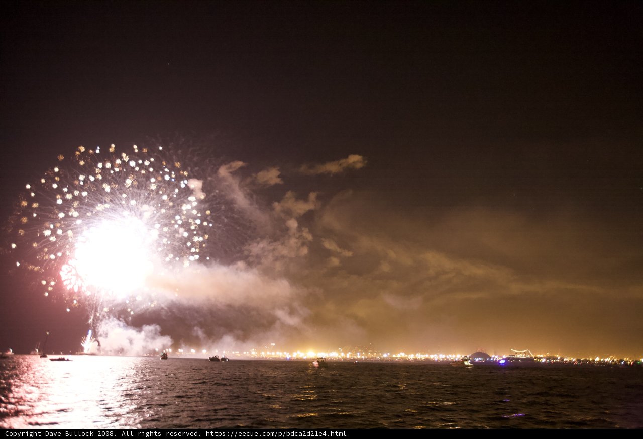 Sparkling display over the water