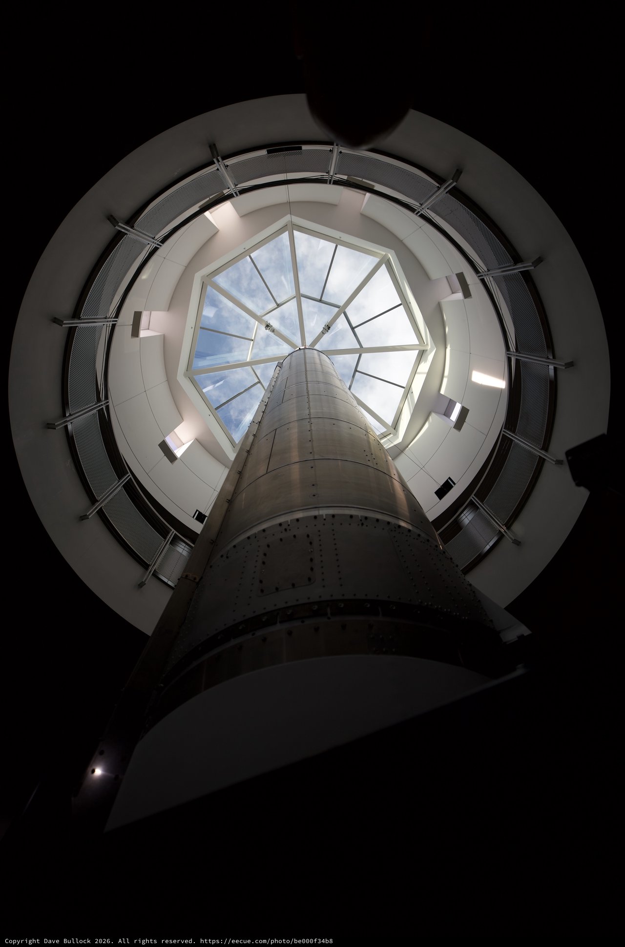 Spiral Architecture Looking Up at Geodesic Skylight