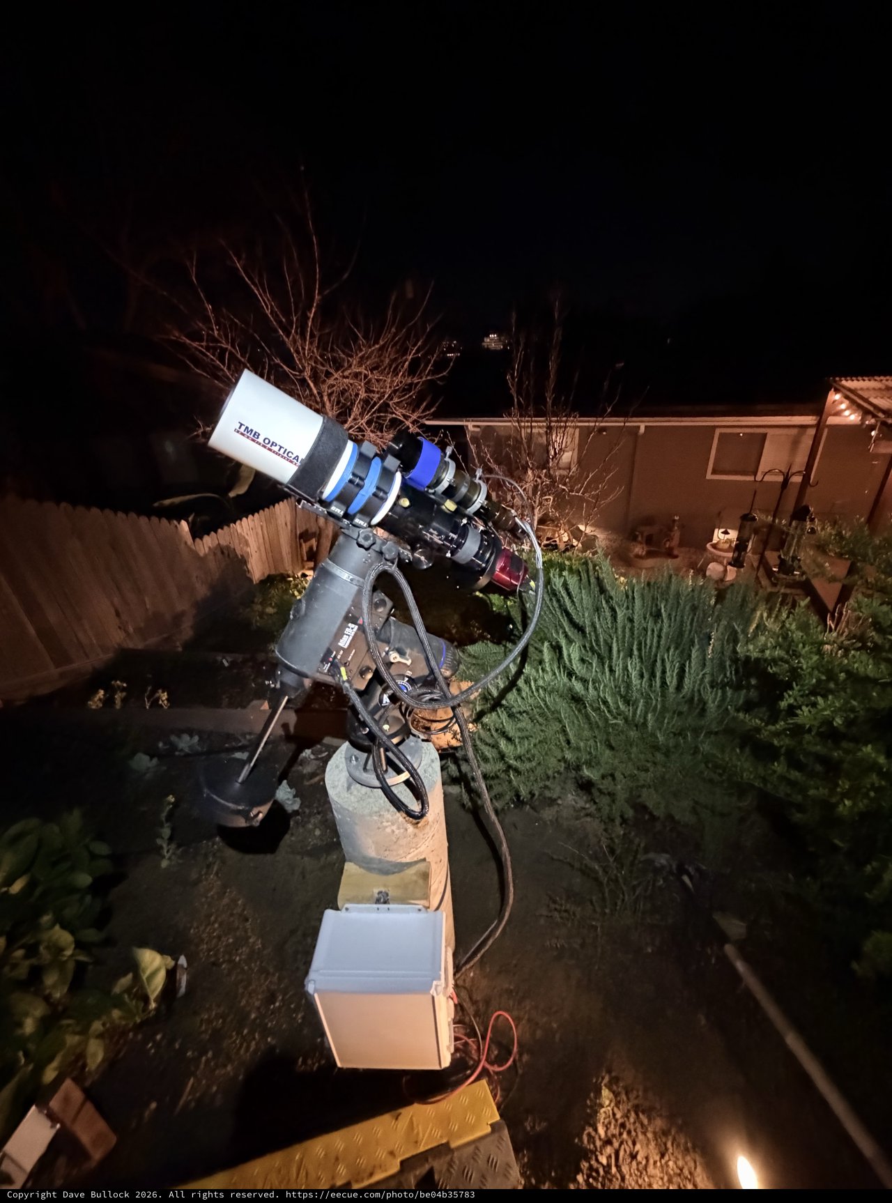 Backyard Astrophotography Setup at Night