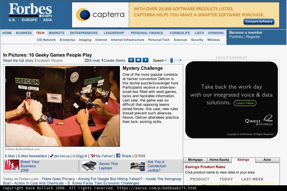 Forties Website on Display