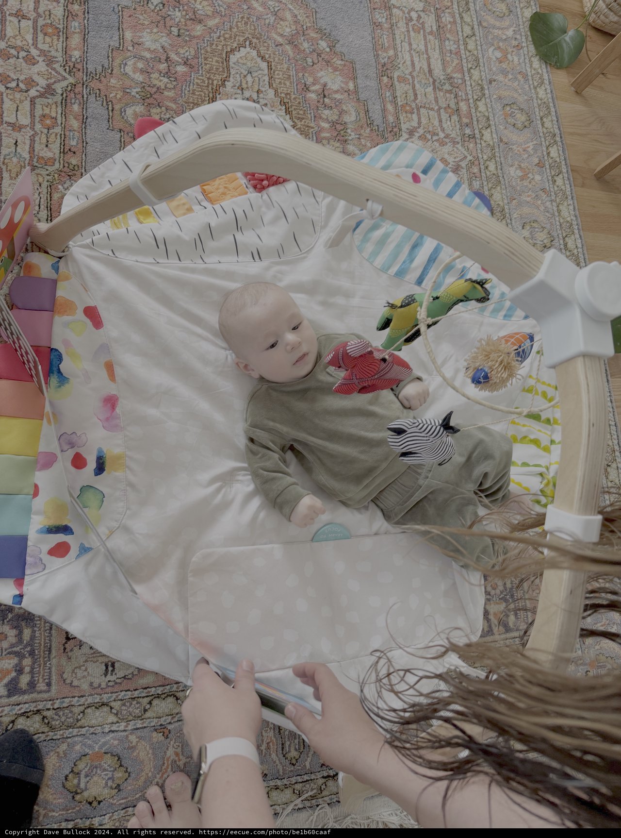 Baby's Playtime Under Colorful Activity Arch