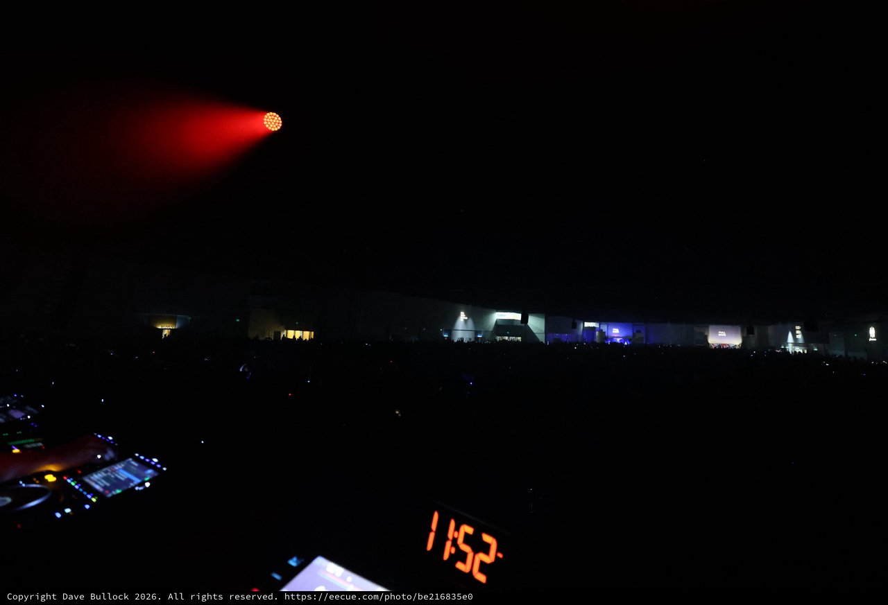 Red Light Blazing Over Midnight Festival Crowd