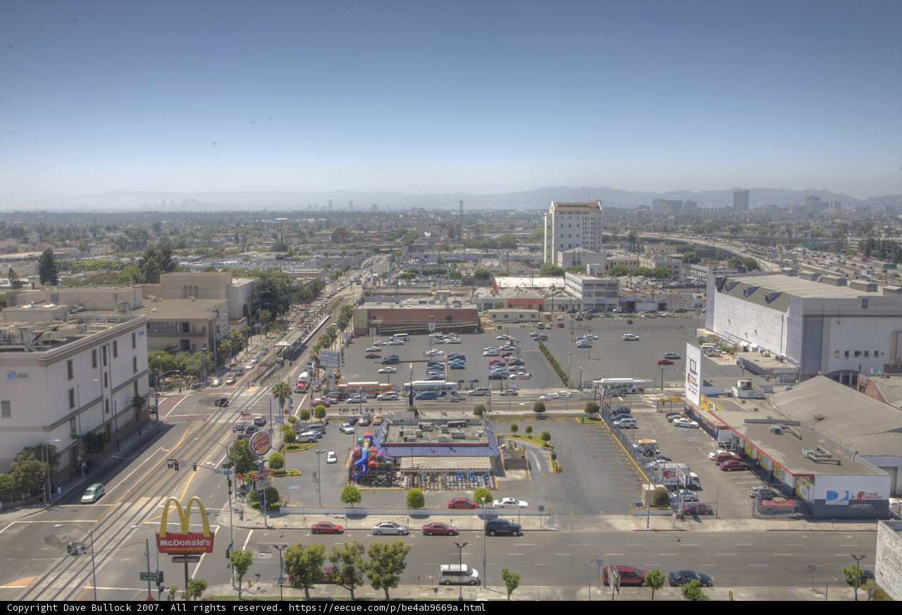 Cityscape with McDonald's and Parking Lot