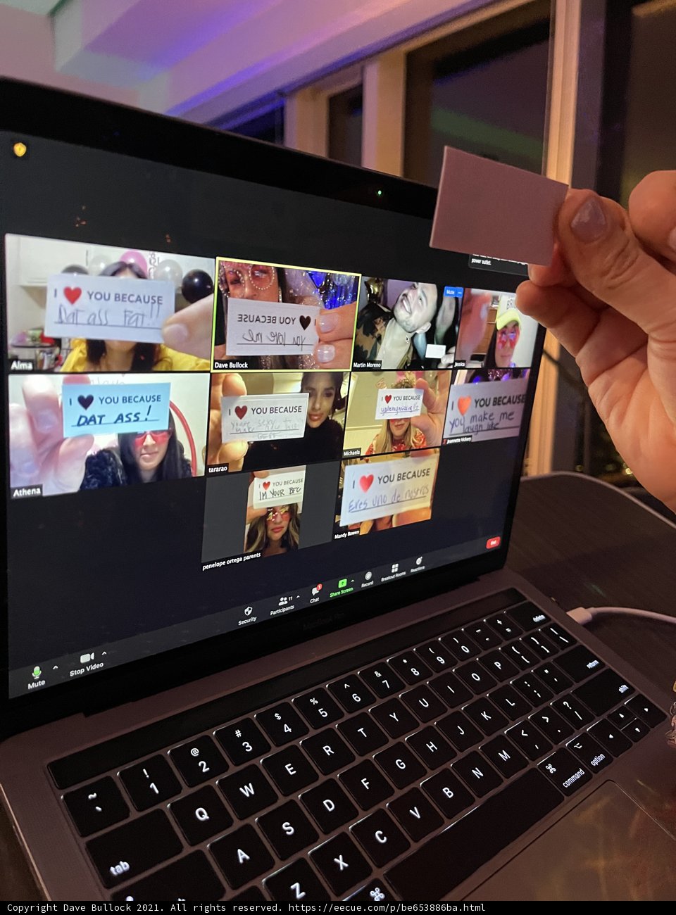 Holding a Business Card with Pictures