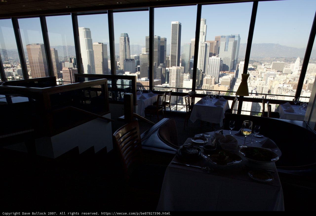 Cityscape Views from a Restaurant Table