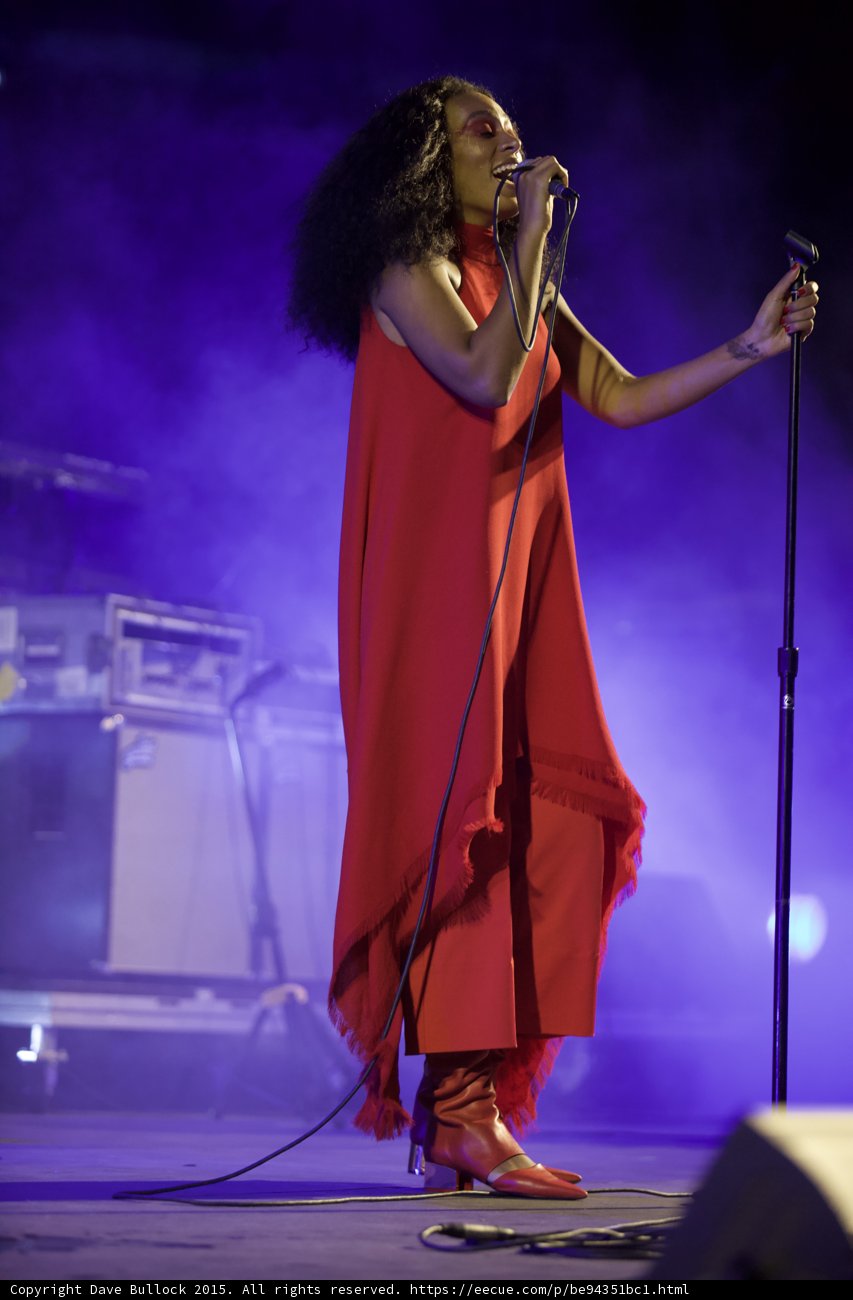 Solange Full Body Holding Mic Stand Red Outfit Complete Purple