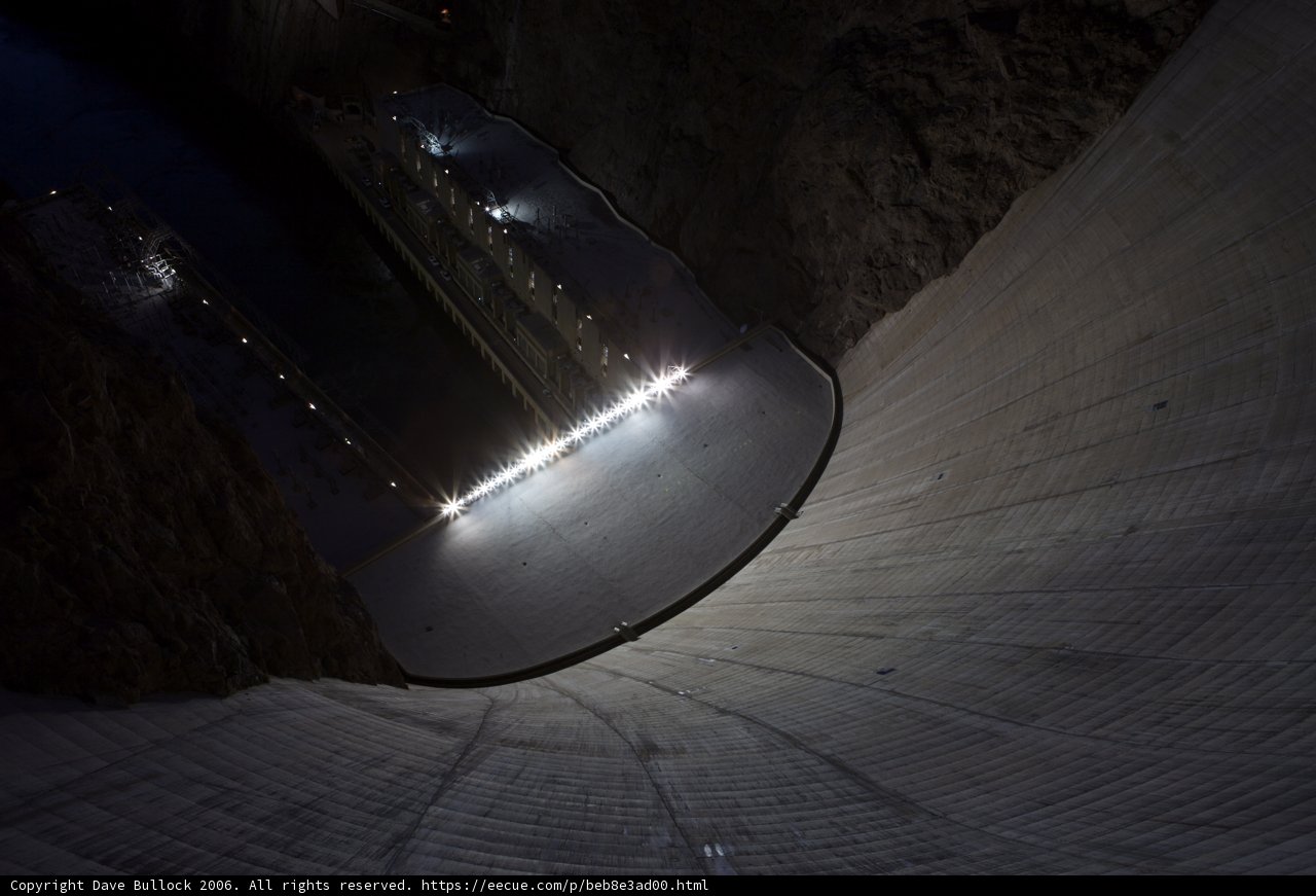 Nighttime View of Hoover Dam's Inner Workings
