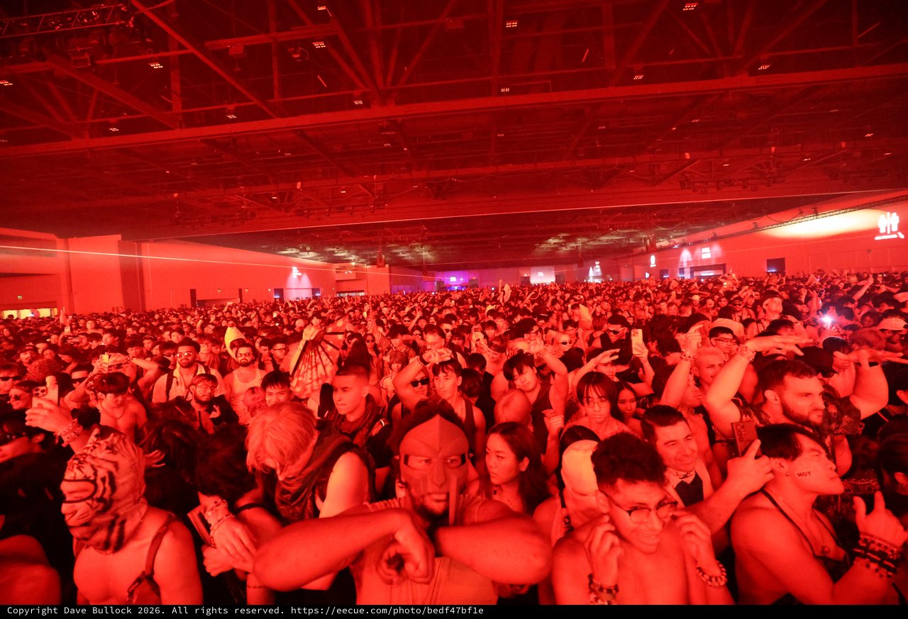 Massive Red-Lit Crowd at Wobbleland 2026 Festival