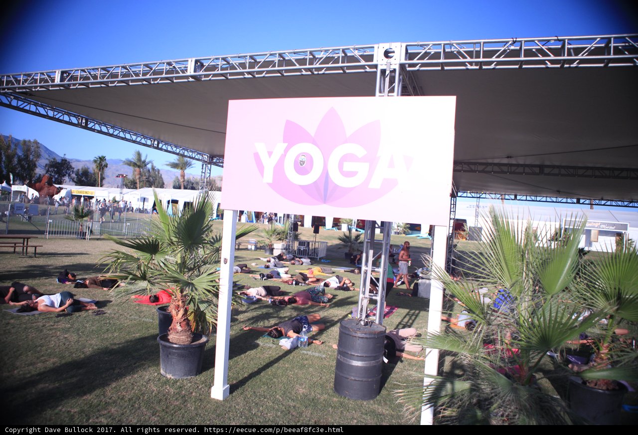 Relaxing beneath the Coachella sign